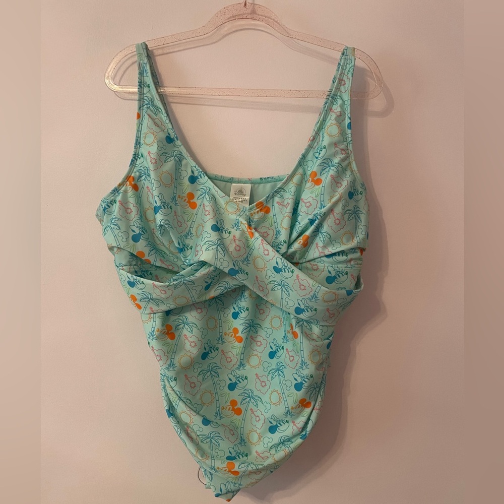 Disney Blue and Green One Piece Swim with Ruched Detail